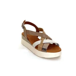 Vacances|Sandales<oh my sandals - innova footwear Sandales Plateforme Ivoire 5418 Cuir Vernis Blanc Or Beige