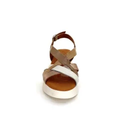 Vacances|Sandales<oh my sandals - innova footwear Sandales Plateforme Ivoire 5418 Cuir Vernis Blanc Or Beige