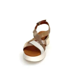Vacances|Sandales<oh my sandals - innova footwear Sandales Plateforme Ivoire 5418 Cuir Vernis Blanc Or Beige