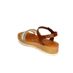 Vacances|Plateformes<oh my sandals - innova footwear Sandales Plateforme Ivoire 5434 Cuir Strass Beige Marron