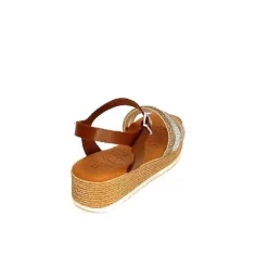 Vacances|Plateformes<oh my sandals - innova footwear Sandales Plateforme Ivoire 5434 Cuir Strass Beige Marron