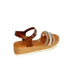 Vacances|Plateformes<oh my sandals - innova footwear Sandales Plateforme Ivoire 5434 Cuir Strass Beige Marron