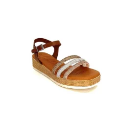 Vacances|Plateformes<oh my sandals - innova footwear Sandales Plateforme Ivoire 5434 Cuir Strass Beige Marron