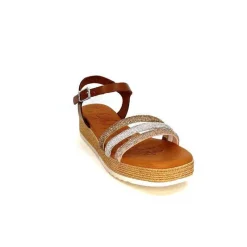 Vacances|Plateformes<oh my sandals - innova footwear Sandales Plateforme Ivoire 5434 Cuir Strass Beige Marron