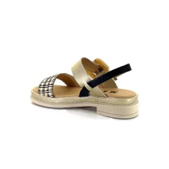 Compensées & Plateformes|Plateformes<MKD Sandales Plateforme Irmin Cuir Doré Beige Noir