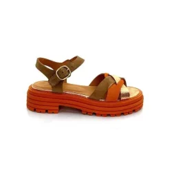 Vacances|Plateformes<Minka Sandales Plateformes Grafitti Daim Marron Orange