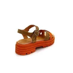 Vacances|Plateformes<Minka Sandales Plateformes Grafitti Daim Marron Orange