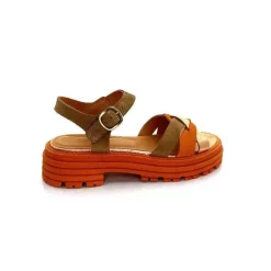 Vacances|Plateformes<Minka Sandales Plateformes Grafitti Daim Marron Orange