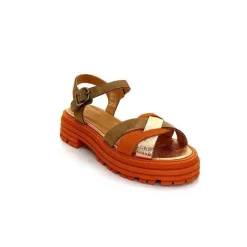 Vacances|Plateformes<Minka Sandales Plateformes Grafitti Daim Marron Orange