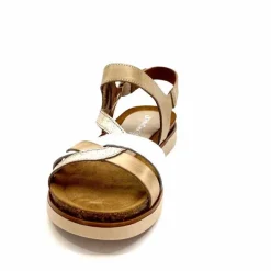 Vacances|Plateformes<Ivoire0576a Sandales Plateformes Xapatan 1633 Cuir Blanc Or Beige