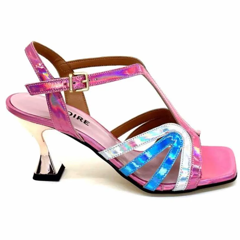 Vacances|Soirée<Ivoire0330 Sandales Talons Ivoire 706 Cuir Métallique Irisé Argent Bleu Rose