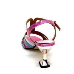 Vacances|Soirée<Ivoire0330 Sandales Talons Ivoire 706 Cuir Métallique Irisé Argent Bleu Rose