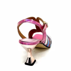 Vacances|Soirée<Ivoire0330 Sandales Talons Ivoire 706 Cuir Métallique Irisé Argent Bleu Rose