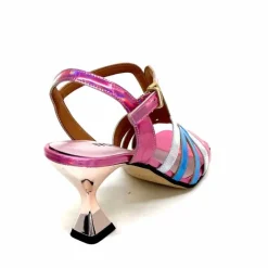 Vacances|Soirée<Ivoire0330 Sandales Talons Ivoire 706 Cuir Métallique Irisé Argent Bleu Rose