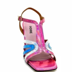 Vacances|Soirée<Ivoire0330 Sandales Talons Ivoire 706 Cuir Métallique Irisé Argent Bleu Rose