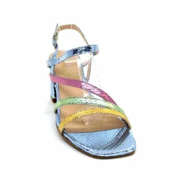 Soirée|Sandales<Ivoire0104a Sandales Talons Ivoire A47146 Cuir Métal Ciel Jaune Vert Rose Bleu